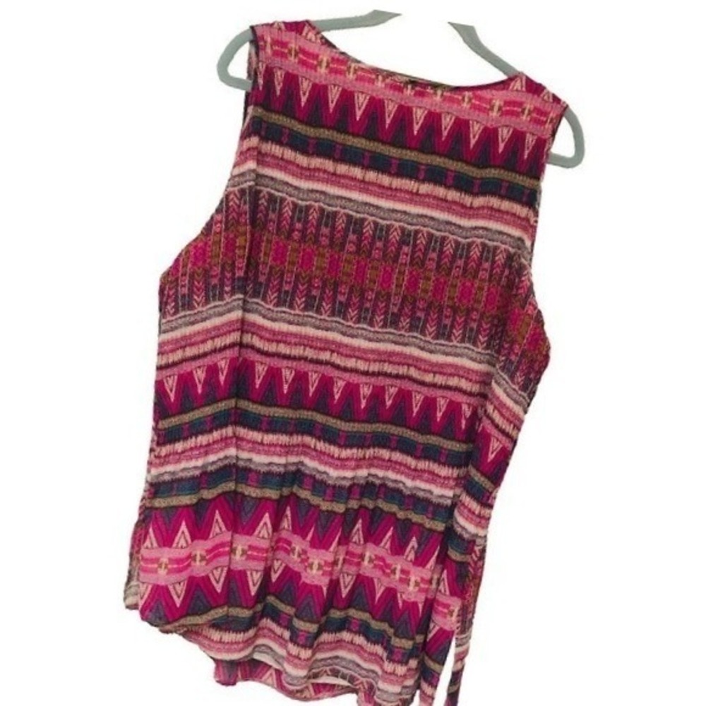 One World Aztec Tank Top Womens 2X Southwest‎ Tunic Lined BOHO Flowy Feminine